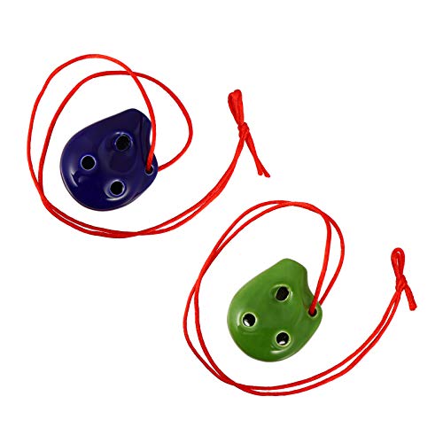 EXCEART 2stücke Ocarina Flöte Keramische Alto c Ocarina Mit Lanyard Musikinstrument Für Anfänger Handbemalt Zum Verschenken
