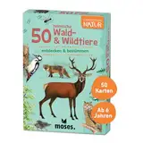 Moses 9739 Expedition Natur - 50 heimische Wald und Wildtiere | Bestimmungskarten im Set | Mit spannenden Quizfragen