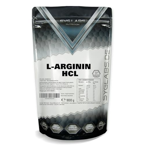 L-Arginin HCL - 1000g Pulver Premium L-Arginin Hydrochlorid - durch Fermentation - ohne Zusätze - vegan