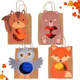 Laternen Bastelset für Kinder, 4 Laternen zum Selber Basteln - Eule, Fuchs, Eichhörnchen, Bär Windlichter Basteln Kinder - Ideal für Festumzüge oder als herbstliche Dekoration