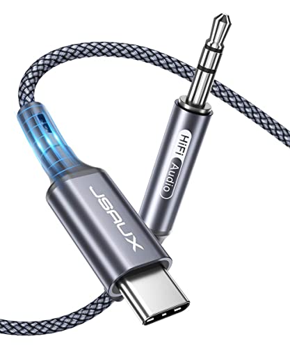 JSAUX USB C auf Aux Kabel 1M, USB Typ C auf Klinke Kabel 3.5mm Audio Aux Kabel, Dauerhaft für iPhone 15 Pro Max/15 Plus, Galaxy S24/S23/S22/S21 Ultra, iPad Pro, Pixel, Huawei P40, Auto-Lautsprecher