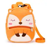 mibasies Rucksackleine für Kleinkinder 1–3: niedlicher Fuchs-Plüsch-Rucksack, Tier-Cartoon-Mini-Reisetasche, 25,4 cm, Baby-Tagesstätten-Rucksack für Jungen und Mädchen