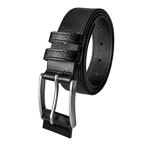 Generisch Jeans für Herren Herrengürtel für Anzüge Jeans mit Einzelzinkenschnalle Dicker Schal (Black, D)