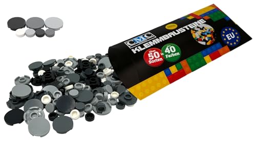 CMC imports 150 Klemmbausteine Fliesen Tiles Bausteine rund 1x1-2x2 Noppen mit Kompatibel Bricks Gehweg Kopfsteinpflaster usw.