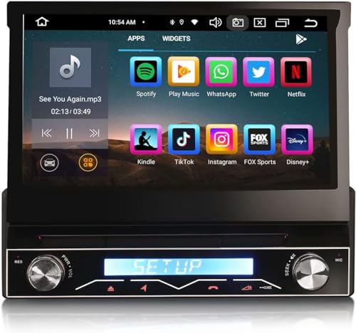 Erisin 7 Zoll 8-Kern Android 13 4GB+64GB Skalierbar 1Din Universal DVD Autoradio mit GPS Navi HD Touchscreen Integriertes Kabelloses CarPlay Android Auto Bluetooth DSP OBD2 TPMS DVB-T2 DAB+ WiFi USB