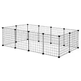 EUGAD Freigehege für Kaninchen 36cm hoch Indoor, Freilaufgehege Kaninchen draußen, Meerschweinchen gehege innen, Kleintiergehege Metallgitter, Gehege für Kleintiere DIY 142x36x72cm L