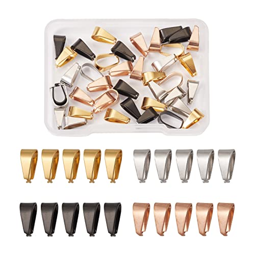 PandaHall 40 Stück Edelstahl-Schnappverschlüsse in 4 Farben, Anhänger-Verschlüsse, Quetsch-Clips für selbstgemachte Charms, Schmuckherstellung, 11 x 6 x 5 mm