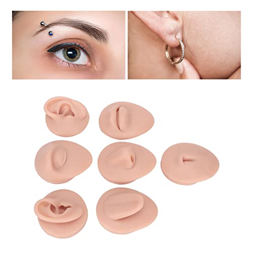 Silikon-Piercing-Modell, Körperpiercing-Übungssimulation Ohr-Auge-Nasen-Mund-Zunge und Bauchnabel-Kits, Weiche 3D-Körperteile für Anfänger-Piercer-Schmuckdisplay (Mittlere