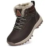 Mishansha Winterstiefel Jungen Winterschuhe Wasserdicht Winterboots Outdoor rutschfest Trekking Wanderschuhe Braun Gr.36