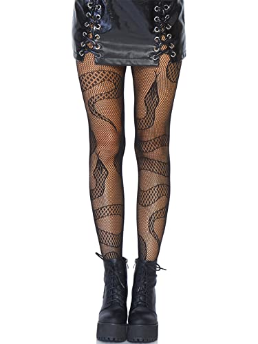 LEG AVENUE Snake net tights, Größe 1X-2X (Schwarz), XL Große Größen, 9716