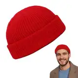 Comioke Beanie Strickmütze,Mütze Herren,Mütze,Muetze Fuer Maenner,Rollmütze Herren,Mützen,Beanie Rot,Trawler Beanie,Rollmütze Kurz,Mütze Beanie,Muetzen,Beanie Mütze Herren,Rollmütze Herren Rot