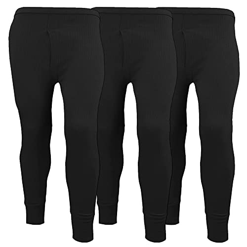 Herren-Thermounterwäsche, lange Unterhose, extrem heiß gebürstete Innenseite, ultraweiche Hose, Leggings, 3 Stück, Schwarz , 36-41