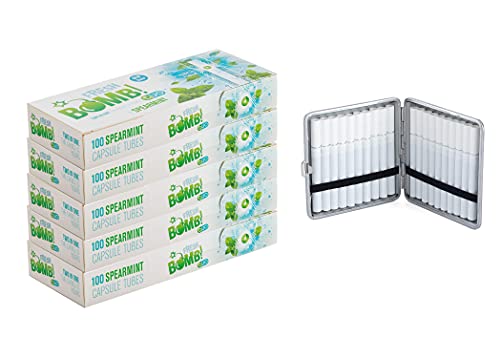 Fresh Bomb 500 Filterhülsen Spearmint Click Hülsen mit Aromakapsel 5 Boxen inkl. Gratis Etui