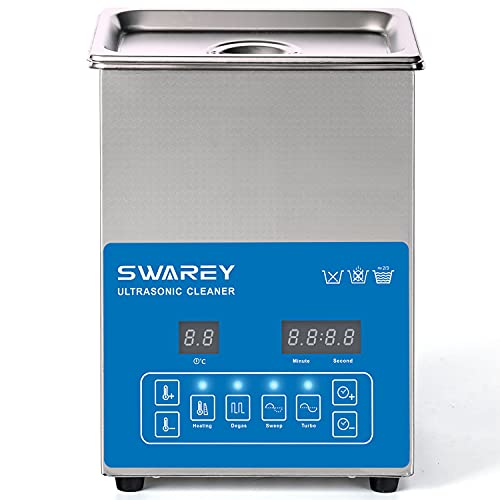 SWAREY 2,5L Ultraschallreinigungsgerät 40KHz 100W Ultraschallreiniger mit Heizung Timer für Zahnprothesen Schmuck Brillen Industriezubeh Vergaser Motorradteile Fahrradketten Leiterplatten 304Edelstahl