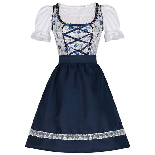 Dirndl Damen Kurz Trachtenkleid 3tlg. Midi Dirndl für Oktoberfest DREI Teilig: Dirndlkleid,Schürze,Bluse(Verpackung MEHRWEG) schwarzes Dirndl Damen Dirndl 32