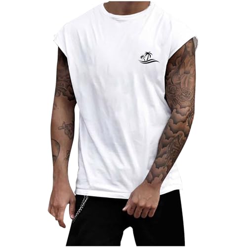 Herren Tanktop, Gym Shirt Herren Tank Top, Athletic ÄRmelloser Muskelshirt Druck Unterhemd FüR Training Gym Fitness & Bodybuilding TräGershirts Mit Rundhals-Ausschnitt Quick Dry Outdoor Muscle-Shirt