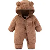 Neugeborenes Baby Bär Strampler Outfit Anzug Umschlag Fäustlinge Füßlinge Mädchen Jungen Winter Schneeanzug Fleece Kleidung Kapuzenoverall Kuschelige Hausschuhe Kinder