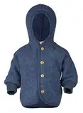 Engel Baby Jacke mit Kapuze Wollfleece, 74-80/74/80, blau melange