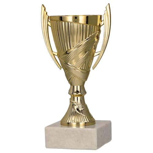 Larius Sieger Pokal - Fußball Ehrenpreis Trophäe Geschenk mit Wunschtext (ohne Wunschtext, Gold)