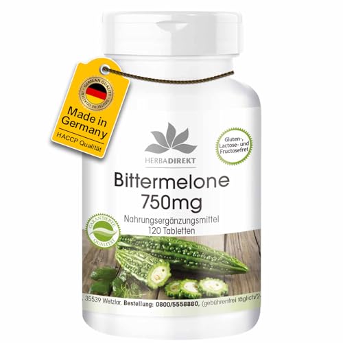 Bittermelone 750mg - 120 Tabletten - hochdosiert - vegan - mit Chrom | HERBADIREKT by Warnke Vitalstoffe - Deutsche Apothekenqualität