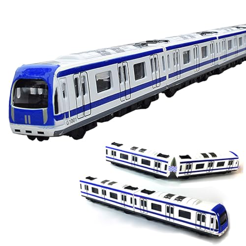 Zug Modell, 4pcs Auto Set Legierung Stadtbahn U-Bahn Zug Modell, 1/64 Skala Legierung U-Bahn/Auto Modell, blau Whitede