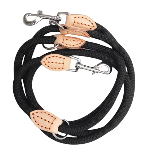 Hundeleine für Mittelgroße & Große Hunde, Multifunktionsleine Führleine für Hunde 2.1m Verstellbare mit 2 Karabiner, Robuste Nylon Dog Leash, Schleppleine Doppelleine für 2hunde (Schwarz, 1cm x 2.1m)