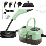 Dampfreiniger für Alles mit 9 Zubehör, 3,0 Bar 2500W Handdampfreiniger 1100ML zum Entfernen von Schmutz und Fett, Tragbarer Dampfdruck mit 3 Bürstenköpfen ür Küchenmöbel, Badezimmer, Auto (Grün)