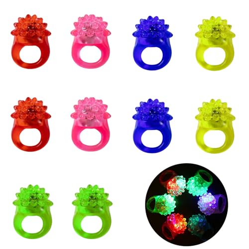 BNOYONERAS 10 Stück Fingerlichter Spielzeug, Leuchtringe, leuchtende Gelee-Ringe, Fingerlichter, Partyring, Leucht Ringe, Leuchtende LED Party Ringe für Kinder Erwachsene Leuchten Party