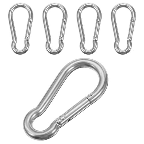 4 Stück Kleine Karabiner Karabinerhaken Klein Edelstahl Schlüsselkarabiner 50x5 mm Carabiner Schlüsselanhänger Karabiener für Schlüsselanhänger Camping Hängematte Hundeleine Reisen Gürtel
