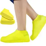 CPJJ 2 Pair Wasserdichte Schuhüberzieher überzieher schuhe regenschutz schuhe schuh überzieher regenüberzieher für Erwachsene und Kinder - Rutschfest, Faltbar, Reisegeeignet (Gelb, Größe)