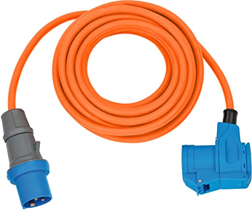 Brennenstuhl Camping CEE-Verlängerungskabel mit CEE-Stecker und Winkelkupplung inkl. Schutzkontakt-Kombisteckdose (10m Kabel in orange, 230V/16A, Einsatz im Außenbereich, Made in Germany)