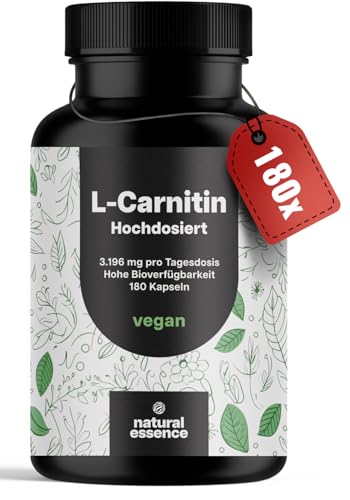 L-Carnitin Kapseln Hochdosiert 3196mg - 180 Kapseln - Komplex aus L-Carnitin-Tartrat, Acetyl-L-Carnitin - vegan aus Deutschland Laborgeprüft
