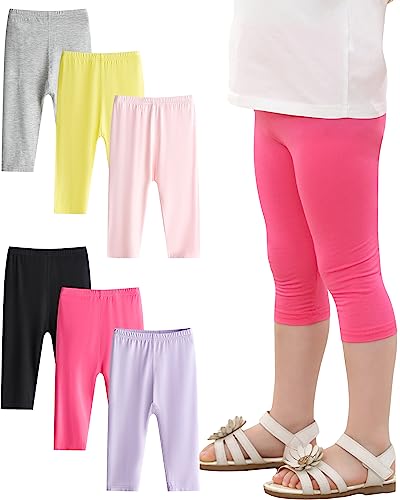 Adorel Mädchen Capri Leggings Sommer Kurz 3/4 Hosen Radlerhosen Shorts 6er-Pack Mehrfarbig 122-128 (Herstellergröße 130)