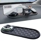 Multifunction Car Anti-Slip Mat Auto Universal Phone Holder, Auto Antirutschmatte Handyhalterung, 360° Drehbar Anti-Rutsch-Armaturenbrett Matte mit Parknummer für Handy, Schlüssel (A-Silber)