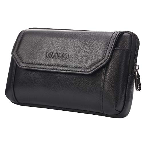 Neu Herren Original Smartphone Leder Bauchtasche Gürteltasche Telefon Abdeckung Arsch Taille Geringe Kapazität Tasche Freizeit Geschäft Schwarz
