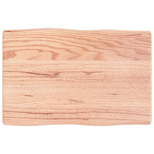 Massive Eiche Hellbraun 60 x 40 x 4 cm Tischplatte Live Edge behandeltes Holz Ersatztisch für Küche Couchtisch Esstisch Schreibtischplatte