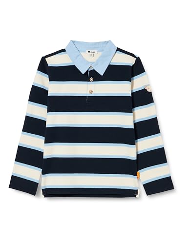 Steiff Poloshirt Langarm EU Größe 110 Eggnog, Jungen Polo-Shirt langärmelig, Polohemd für Kinder, Hemd mit Kragen, Longsleeve, weich und bequem, waschmaschinenfest