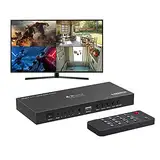 HDMI Multiviewer Switch 4x1, PORTTA HDMI Quad Multi-Viewer Seamless Switcher 4 in 1 Out mit Loop, Audio Extractor zu Stereo, 1080p, 5 Betrachtungsmodi für Überwachungskamera, Spielekonsolen