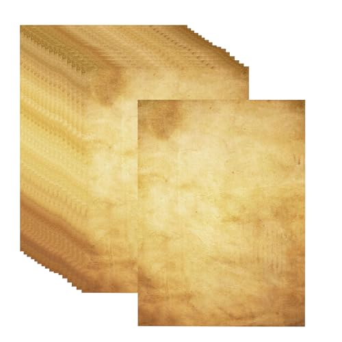 50 Blatt Vintage Briefpapier, 100GMS Premium A4 Beidseitig Bedruckt, Altes Papier, Mittelalterliches Briefpapier Antik Briefpapier für Drucken, Schreiben von Briefen, DIY Dekoration(8.26x11zoll)