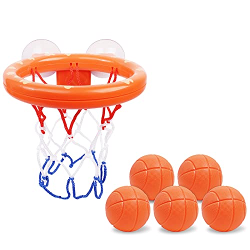 Vicloon Mini Basketballkorb mit 2 Saugnapf,5 Bälle, Badezimmer Basketballkorb,Wasserspielzeug Kinder Spielzeug,Mini Basketballkorb Set für Wohnzimmer/Bad/Schlafzimmer…