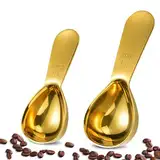 Alethron 2 Stück Kaffeemesslöffel Edelstahl, Kaffeelöffel Portionierer Gold Dosierlöffel 15ml 30ml Espresso Löffel Kaffeelot Messlöffel Kaffeelöffel Kaffeeportionierer für Kaffee Milchpulver