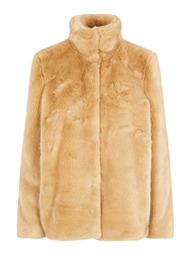 VERO MODA Damen VMMINK Faux FUR Jacket Jacke, Beige (Birch Birch), Small (Herstellergröße: S)