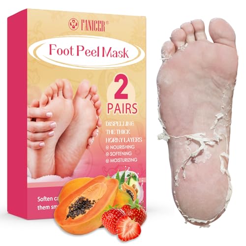 2 Paar Fußmaske, Fussmaske Socken, Hornhaut Socken, Foot Peel Mask, Natürlich Sanft Fußpflege, Feuchtigkeitsspendende Peeling-Fußmaske für Männer und Frauen, Repariert Raue Fersen (Orange + Papaya)