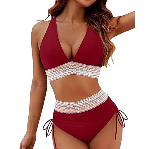 Damen Bikini Set mit Mesh Zweiteilig Badeanzug Push up Gepolstert High Cut Sport Bademode Hohe Taille Bikinis Schwimmbikini Damen Sport Damen Bikini Oberteil Schwarz Push Up Bademode Damen 42