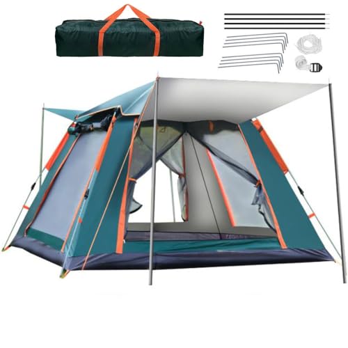 Camping Zelt Wurfzelt 4/10 Personen Sofortzelt Pop Up Strandzelt Kuppelzelt Automatisches Wasserdicht Winddichte & UV Schutz für Trekking, Wandern, Familientreffen, Outdoor (240 * 240 * 154cm(Grün))