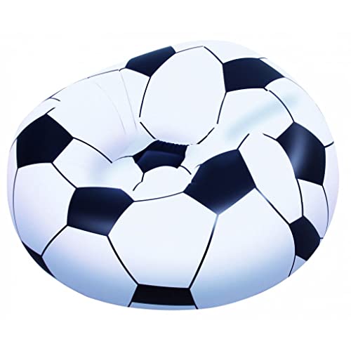 Bestway Up In & Over Beanless Soccer Ball Chair 114x112x66 cm, Fußball-Luftsessel, Schwarz/ Weiß