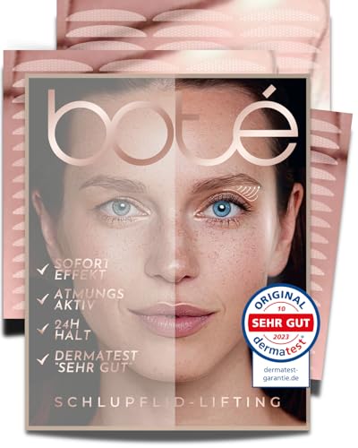 BOTÉ 144 Schlupflider Stripes unsichtbar & atmungsaktiv (M) - Lidstraffung Strips für strahlende Augen - Eyelid Stickers gegen Schlupflider - Schlupflid Stripes - Dermatest "sehr gut" - NEUE GRÖSSEN