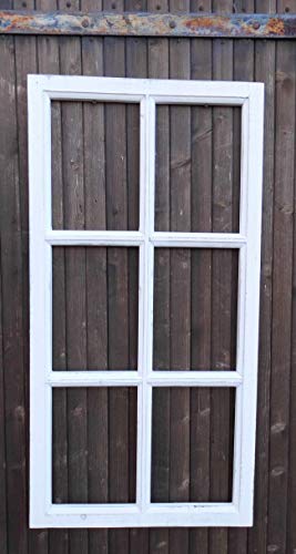 Deko-Impression Fenster Sprossenfenster Bilderrahmen Wanddekoration Holz Weiss 85 x 43