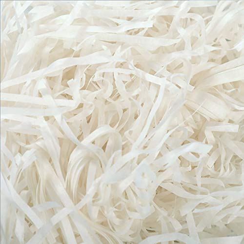 TSHAOUN 100g Raffia Hamper Shreds, Geschreddertes Seidenpapier Füllmaterial, Geschenkfüllung Papierschnitzel für DIY Party Hamper Füllung und Geschenkverpackung für Geschenkbox Dekorations (Weiß)