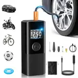 AOKBON Luftpumpe 150PSI Elektrische Fahrradpumpe Mini Kompressor 12V EasyPump Mit Alle Ventile Autostop Funktion LCD LED Reifenfüller Tragbarer Luftkompressor über USB-C wiederaufladbar Als Powerbank